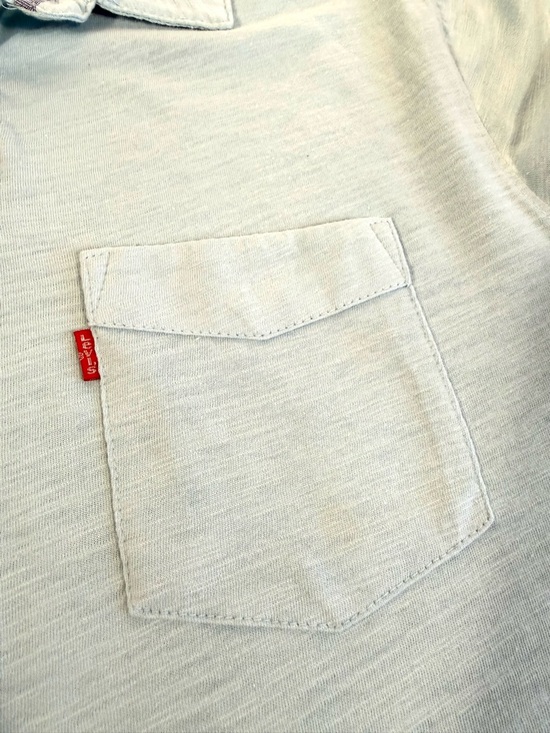 Levi's Light Blue Red Tab Pocket Slub Polo Neo-Prep Coastal Preppy Minimalist - Picture 4 of 10